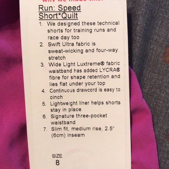 lululemon athletica Pants - Lululemon Speed Shorts size 8